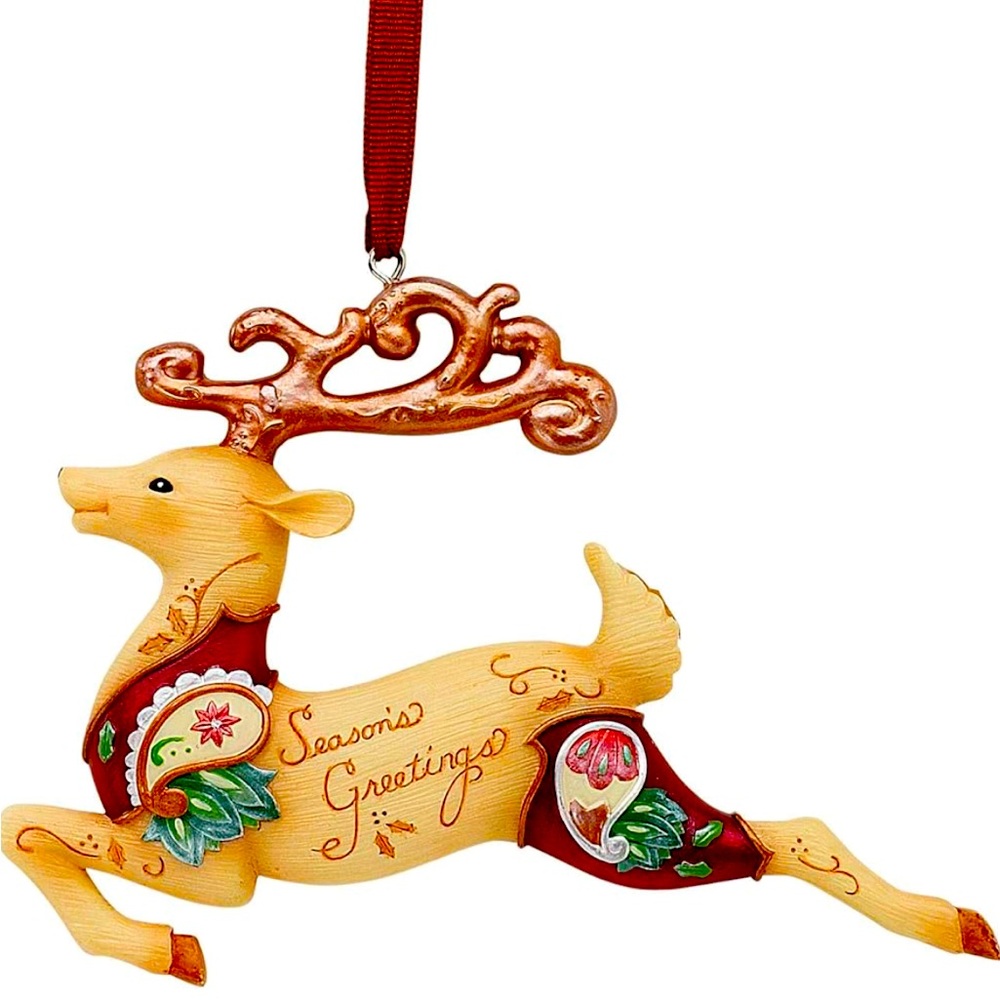 Perfect Paisley Holiday by Pavilion Reindeer Ornament, 3-1/2-Inch Tall